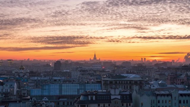 Beautiful winter sunset time lapse in moscow russia