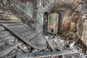 Fototapeta na wymiar dilapidated stairwell Fort de la chartreuse in Liege