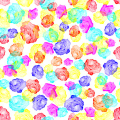 Naklejka premium Floral seamless pattern. Roses of different colors and sizes on a white background.