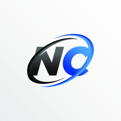 Initial Letters NC Logo with Circle Swoosh Element