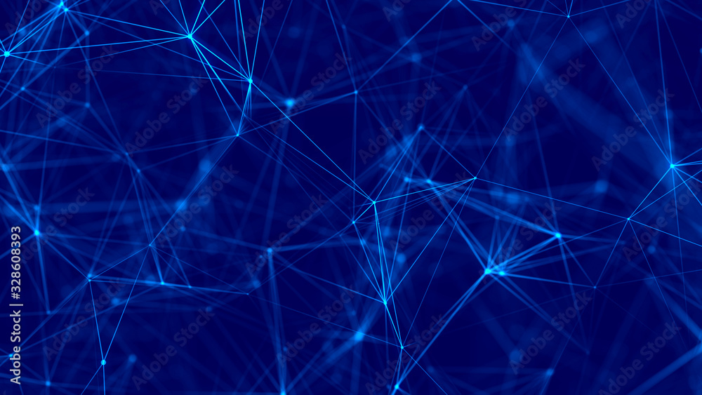 Poster Network connection dots and lines. Technology background. Plexus. Big data background. 3d rendering.