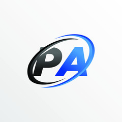 Initial Letters PA Logo with Circle Swoosh Element