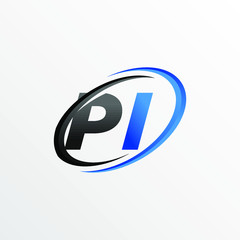 Initial Letters PI Logo with Circle Swoosh Element