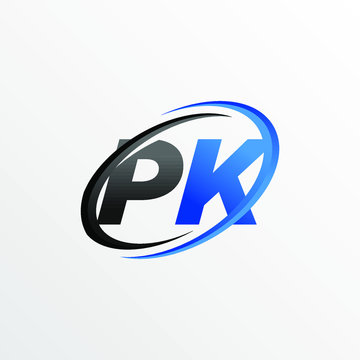 Initial Letters PK Logo with Circle Swoosh Element