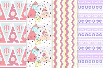 Fototapeta premium Minimal sweet pastel color seamless patterns