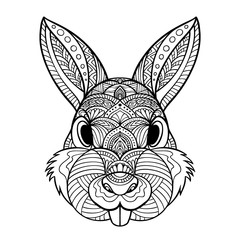 Vector illustration of rabbit zentangle