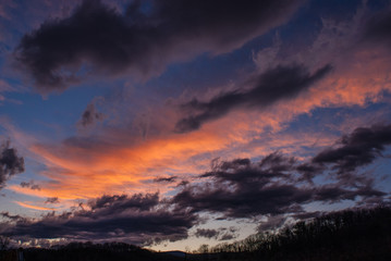 Dramatic sunset over Rappahannock county, Virginia