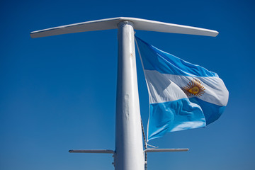 Argentine flag moving in catamaran tail