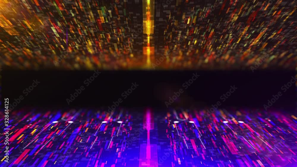 Poster digital abstract technologcal backdrop, computer generated. 3d rendering dynamic information flow.