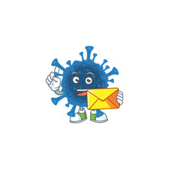 Happily coronavirus desease mascot design style with envelope