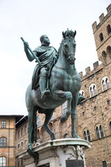 Fototapeta na wymiar Ancient Sculptures at Piazza della Signoria in Florence,Tuscany Region, Italy.