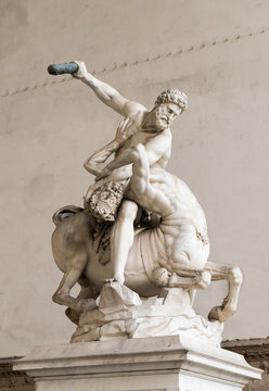 Ancient Sculptures at Piazza della Signoria in Florence,Tuscany Region, Italy.