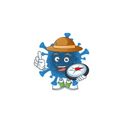 A coronavirus desease explorer cartoon design having a compass