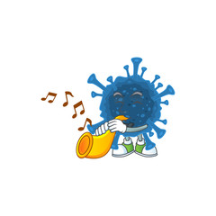 cartoon character style of coronavirus desease playing a trumpet