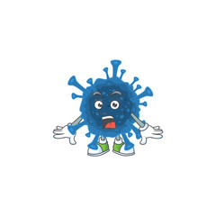 cartoon character design of coronavirus desease with a surprised gesture