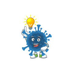 Smart coronavirus desease cartoon character has an idea