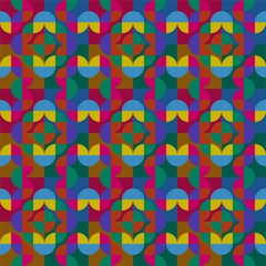 Colorful Seamless Geometric Pattern With Quarter Circle , Abstract, Illustrator Pattern Wallpaper 