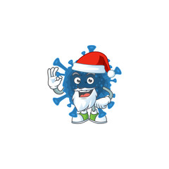 A lovely Santa coronavirus desease mascot picture style with ok finger