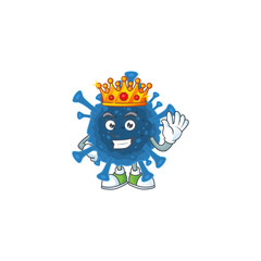 A dazzling of coronavirus desease stylized of King on cartoon mascot design