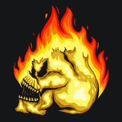 skull fire vector
