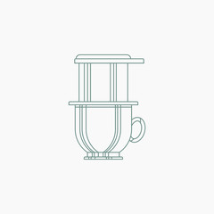 Editable Isolated Vietnam Drip Coffee Brewing Vector Illustration in Outline Style for Artwork Element of Cafe With Vietnamese Culture and Tradition Related Design
