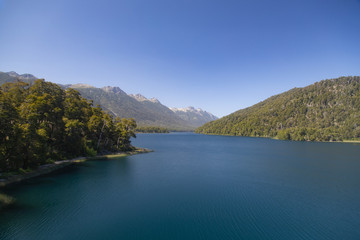 View of Correntoso Lake, Pataogonia Argentina. Seven lakes sightseeing road