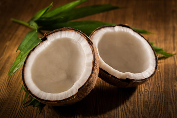 Coconut with leaves