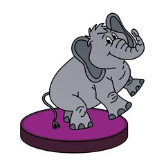 Illustration of Elephant Standing Attractions Cartoon, Cute Funny Character, Flat Design