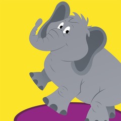 Illustration of Elephant Standing Attractions Cartoon, Cute Funny Character, Flat Design