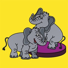 Illustration of Elephant Smiled and Standing for Attractions Cartoon, Cute Funny Character, Flat Design