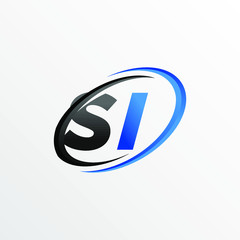 Initial Letters SI Logo with Circle Swoosh Element