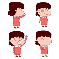 Humorous and comical character, illustration set.