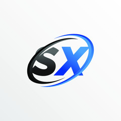 Initial Letters SX Logo with Circle Swoosh Element