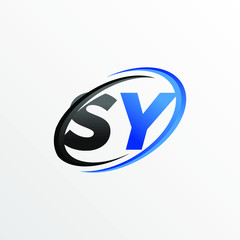 Initial Letters SY Logo with Circle Swoosh Element
