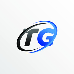 Initial Letters TG Logo with Circle Swoosh Element