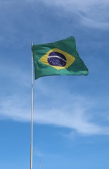 Textile Fabric National Flag of Brazil Waving at the Top