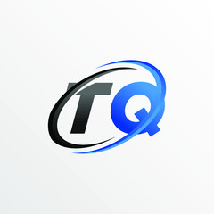 Initial Letters TQ Logo with Circle Swoosh Element