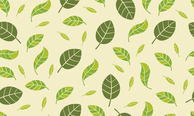leaf spring seamless pattern summer fresh green color nature background illustration vector
