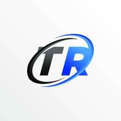 Initial Letters TR Logo with Circle Swoosh Element