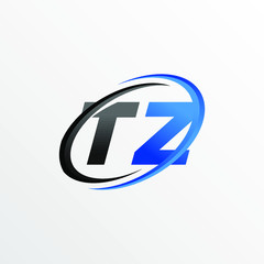 Initial Letters TZ Logo with Circle Swoosh Element