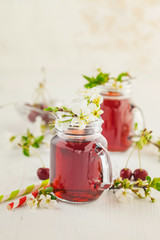 Fresh Cherry juice  in a bottle