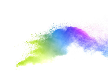 Obraz premium colorful rainbow holi paint color powder explosion isolated on white background