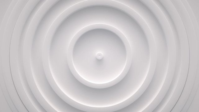 Wave from concentric circles, rings on the surface. Bright, milky radio wave abstract motion background. Seamless loop.
