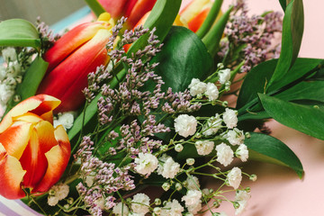 decorative bouquet of tulips, close-up