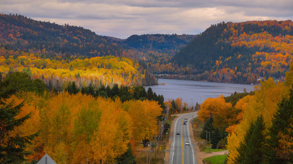 Fototapeta premium Scenic highway 155 heads towards north in Quebec province.