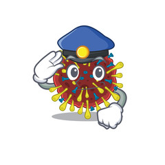 A picture of corona virus molecule performed as a Police officer