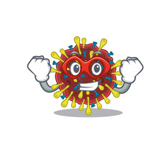 A picture of corona virus molecule in a Super hero cartoon character