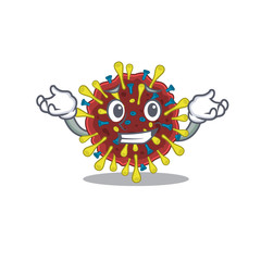Happy face of corona virus molecule mascot cartoon style