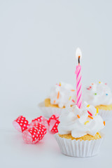 Birthday cupcakes cake isolated white background