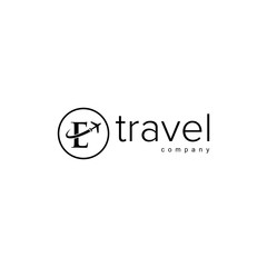 Initial E logo Design For Travel Vector Illustration